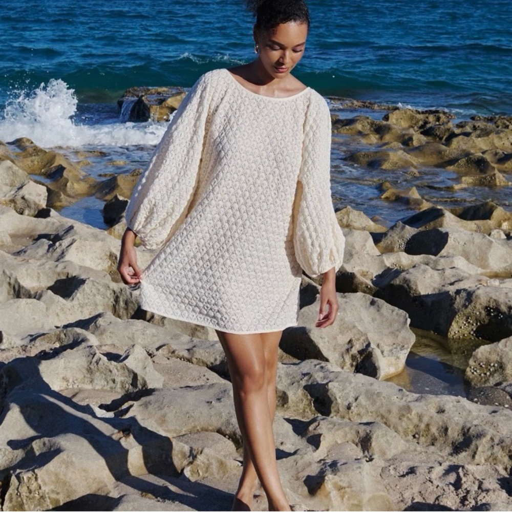 Cream Crochet Mini Dress